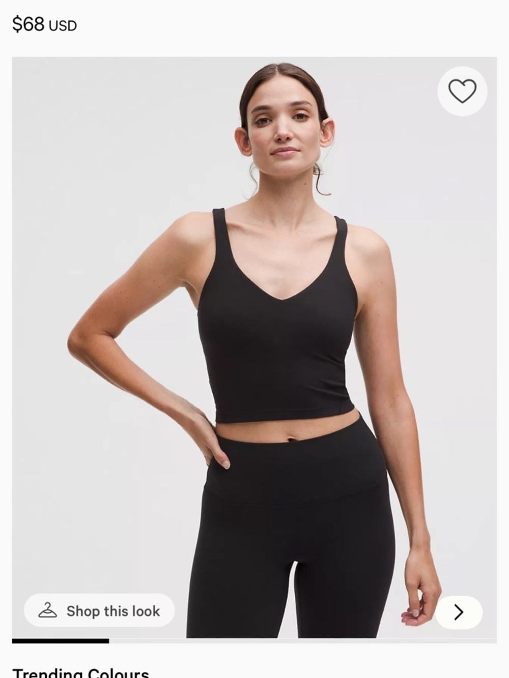 lululemon athletica Black V‑neck Cropped Tank Top